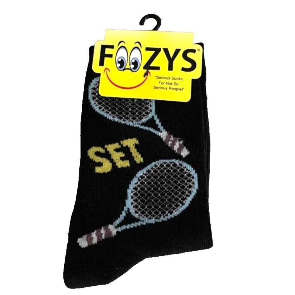 Foozys‎ Women's Crew Socks: Tennis; Black; Women's Size 9-11